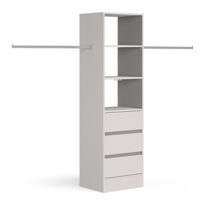 Wardrobe Interior Tower Unit 600mm with 3 Drawers and 1 Hanger Bar