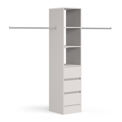 Wardrobe Interior Tower unit 450mm with 3 drawers and 1 hanger bar