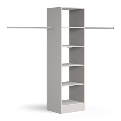 Wardrobe Interior Tower unit 600mm with 5 shelves and 1 hanger bar